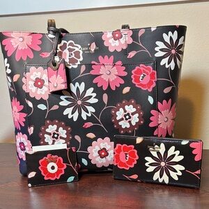 Kate Spade New York Spade Flower Leather 3Piece Set – Tote, Wallet & Cardholder